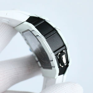 Montre de sport de luxe pour homme, bracelet en caoutchouc bleu clair, design mécanique ajouré, boîtier tonneau, verre haut de gamme, aiguilles affaires - Product Image 2