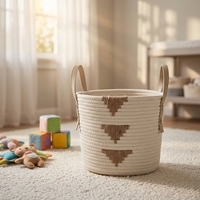 Grand panier de rangement rond moderne en corde de coton tressée, écologique, pour la décoration intérieure, les articles divers et la lessive - Vente en gros