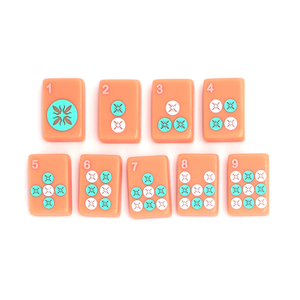 Jeu de Mahjong américain rose saumon 160 tuiles en acrylique avec flamants roses, ananas et fleurs tropicales pour soirée de jeu estivale - Product Image 4