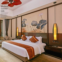 Cadres de lit d'hôtel haut de gamme, taille double, cadre de lit king size, sommier d'hôtel, base de lit commerciale rembourrée, moderne, en bois, luxe, lit d'hôtel 5 étoiles
