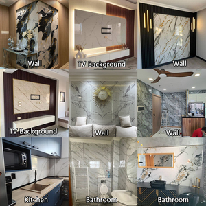 Feuille de Marbre UV Tendance Auto-Adhésive 10x4 avec Profilé en Aluminium Panneau Mural à Impression UV Panneau en PVC Marbré pour Décoration Intérieure - Product Image 2