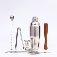 Outils de mixologie portables, kit de barman professionnel 7 pièces, acier inoxydable, shaker à cocktails 550/750 ml avec sac