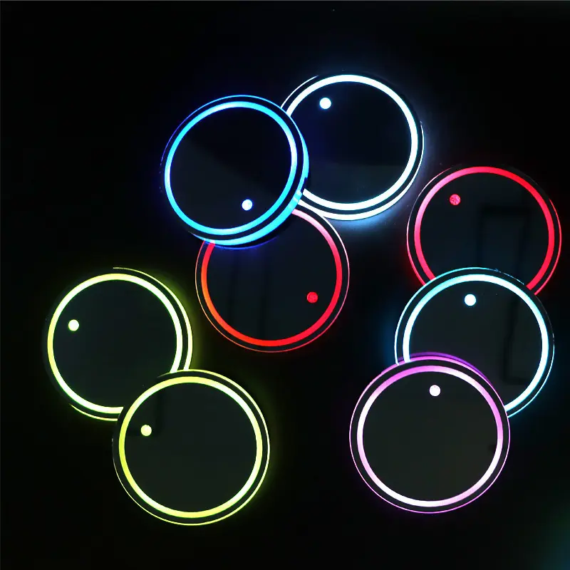LED decoração interior atmosfera luz copo titular luzes carro coasters com 7 cores luzes luminescentes Cup Pad