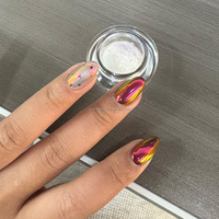 Poudre à ongles rose acrylique effet caméléon aurore brillant, paillettes miroir pour nail art, vente en gros
