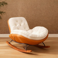Fauteuil inclinable à bascule minimaliste moderne avec revêtement en tissu technique et pieds courbes pour salon, balcon, mobilier de maison, relaxation