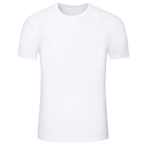 Camiseta Clásica de Alta Calidad al por Mayor, Cuello Redondo de Poliéster, Camiseta Blanca Lisa Transpirable, Camiseta Lisa de Algodón para Hombre - Product Image 1