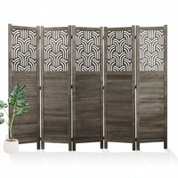 Paravent pliant Art Déco 669 pouces, 6 panneaux, en bois sculpté, écran d'intimité autoportant et portable pour la maison