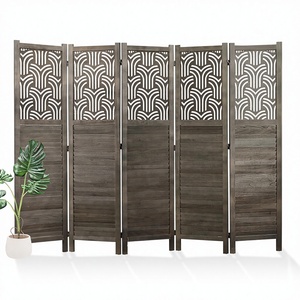Separador de Habitaciones Plegable Art Deco de 669 Pulgadas, 6 Paneles, <span class=keywords><strong>Madera</strong></span> Tallada, Biombo de Privacidad, <span class=keywords><strong>Pared</strong></span> de Separación Portátil Independiente para el Hogar - Product Image 1