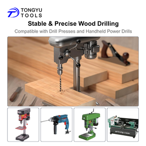 6-delige set houtboorbits met zeskantige schacht, enkele spiraal, zelfvoorzienend, voor diep boren in hout, met houten koffer - Product Image 6