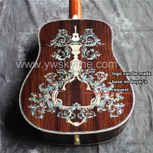 solid rosewood acoustic guitar, Deluxe abalone inlay hand made guitars