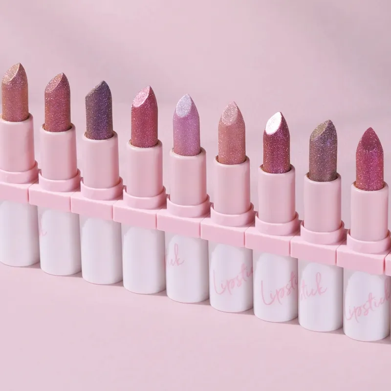 2024 baru Label pribadi berkilau lipstik Logo kustom Vegan pigmen tinggi berkilau lipstik kosmetik tahan air Matte lipstik