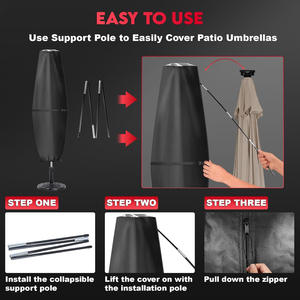 Housse de parasol d'extérieur ZettumZettum en tissu Oxford 600D, imperméable, coupe-vent, avec fermeture à cordon pour parasols de patio de 8 à 11 pieds - Product Image 3