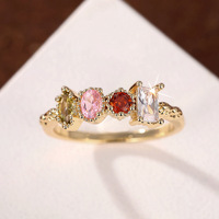 Bague de luxe personnalisée en forme géométrique 4 couleurs avec zircon cubique pour femmes mariage bijoux de mode plaqué or bagues CZ GJZ0300