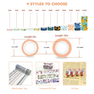 Jolis rubans Wasi indiens imprimés sur mesure créatifs auto-adhésifs sur une seule face dans différents styles de conception Ruban de papier de masquage acrylique - Product Image 5