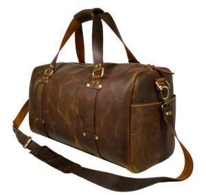 Cuir véritable fait à la main Vintage Office Travel Duffal Bag Light Leather Backpacks Pouch Luggage Leather Women Duffal Bag - Product Image 5