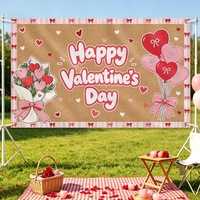 Balon Hati Poliester Latar Belakang Selamat Hari Valentine 180X110Cm Buket Kain Spanduk Foto Booth Perlengkapan Pesta Pernikahan