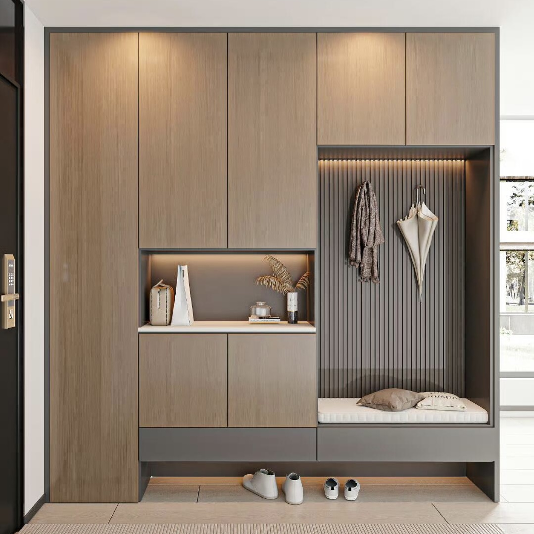Stylish Wooden Shoe Cabinet with Mirror Versatile Storage