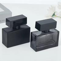 Flacon de parfum carré en verre noir mat de luxe 50 ml, flacon vide haut de gamme pour vaporisateur de parfum, logo personnalisé, parfum pour homme, cosmétique