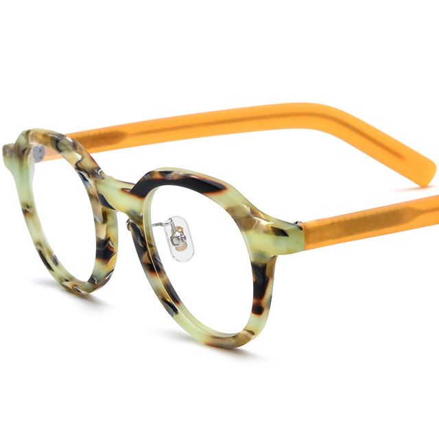 Acetate Patchwork Full-Rim Glasses Frame Women Vintage Retro Eyeglasses High Quality Designer Eyewear Men Optical