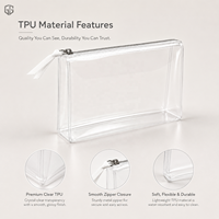 Pochette cosmétique transparente en TPU avec logo personnalisé, trousse de toilette transparente, organiseur de maquillage imperméable, étui de rangement de voyage, vente en gros OEM
