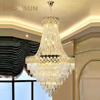 Lustres d'escalier de villa de luxe modernes lampes suspendues hall d'hôtel salon salle de banquet lustre en cristal personnalisé