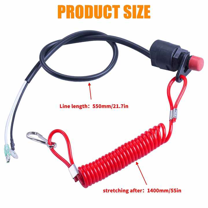 Interruttore Di Sicurezza (Kill Switch) Per Motore Fuoribordo Con Cordino - Compatibile Yamaha, Honda, Tohatsu