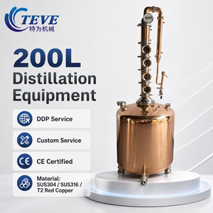 Distillateur d'alcool continu Teve 200L haute performance en cuivre/acier inoxydable pour vin, whisky et <span class=keywords><strong>éthanol</strong></span> - Product Image 1