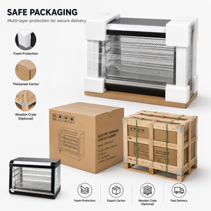 Vitrina Eléctrica Calentadora de Alimentos con Vidrio Templado y 3 Niveles para Panadería, Cafetería y Bar de Snacks - Product Image 6