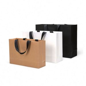 Sac en papier blanc recyclé écologique avec logo personnalisé, vente en gros, sac promotionnel - Product Image 4