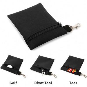 Lave-balles de golf portable avec pochette zippée fantaisie et clip métallique pour le rangement des objets de valeur - Cadeaux du Nouvel An - Product Image 2