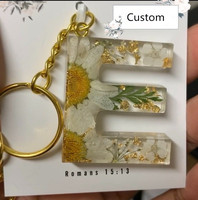 Porte-clé Singoli en acrylique, 26 lettres, avec des fleurs séchées, résine époxy, sac à dos, breloque, accessoire 2022