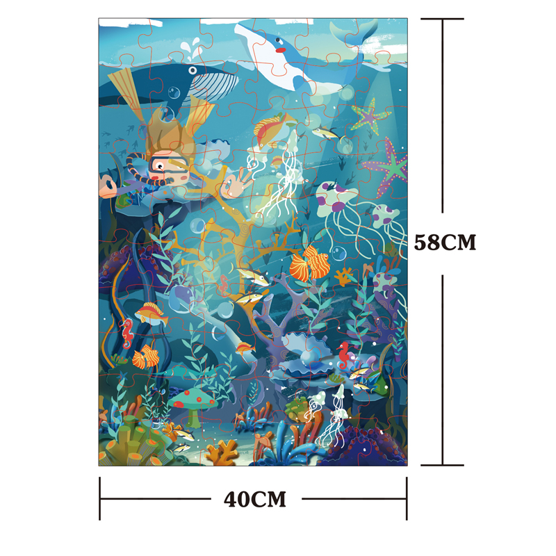 ocean exploration pattern 60 pieces paper jigsaw puzzle toy children puzzle with 58*40 cm size