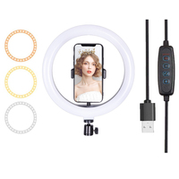 Vente chaude 3 Couleur Led Anneau Lumière Trépied Stand 360 Rotation Bureau Trépied Stand pour Vidéo Seflie Led Lumière 10 pouces