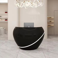 Bureau de réception rond de luxe avec éclairage LED, comptoir de réception moderne pour salon, spa, boutique