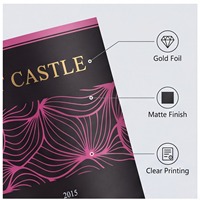Étiquettes de vin personnalisables, durables, résistantes à l'huile, en feuille d'or, en rouleau, avec design élégant de marquage à chaud pour supermarchés et expositions