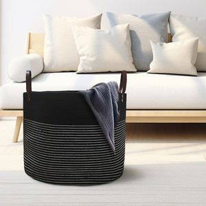 XINYIDE Black Blanket Basket Wohnzimmer, extra großer Aufbewahrung skorb Gewebter Baumwoll seil Wäsche korb <span class=keywords><strong>XXXL</strong></span> für Kinderspiel zeug - Product Image 5