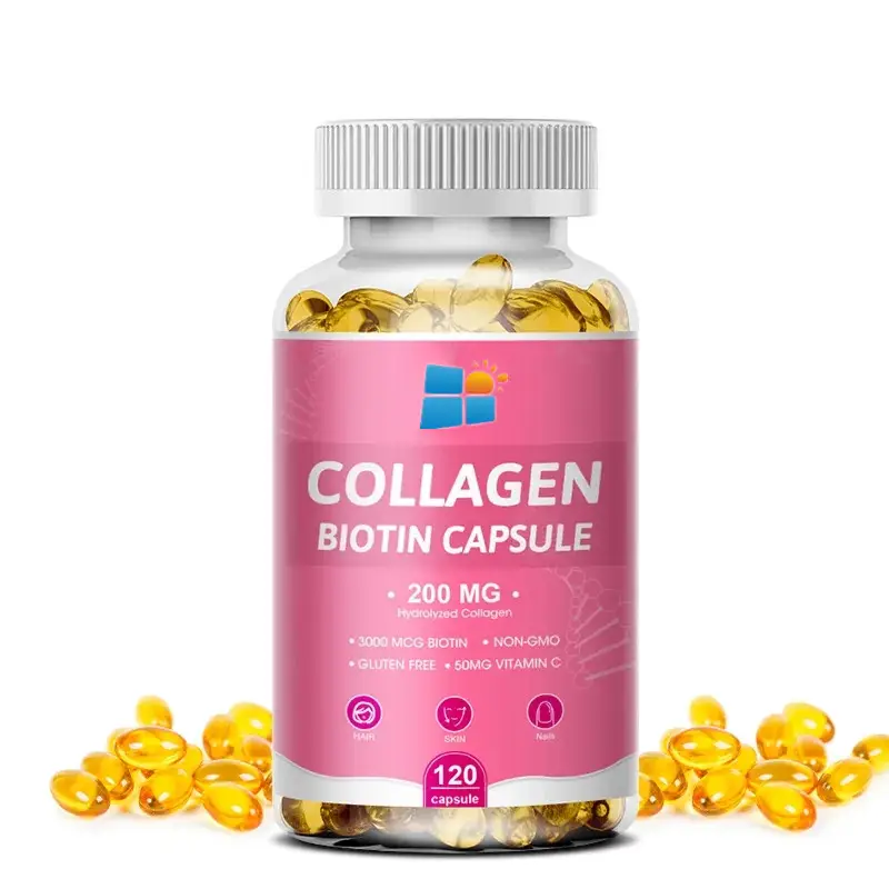 OEM/ODM/OBM Supplément alimentaire organique Capsules de collagène et de biotine pour cheveux, peau et ongles Vitamines Supplément de biotine