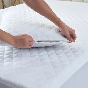 Özelleştirilmiş beyaz pamuk kapitone fermuarlı yastık kılıfı su geçirmez yastık koruyucu - Product Image 1