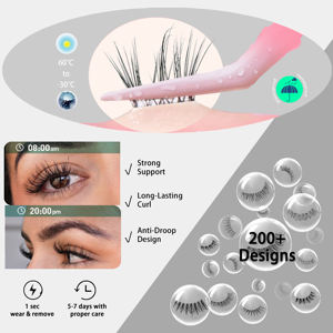 Cils entiers imperméables faciles et rapides à appliquer en gros, cils en grappes moelleux autocollants, cils individuels sans colle, sans dégâts - Product Image 6