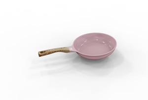 Poêle à frire moderne en alliage d'aluminium rose avec manche en bois, revêtement antiadhésif multicouche, compatible induction et gaz - Product Image 4