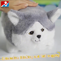 Chien en peluche AI avec fonction de détection tactile, animal de compagnie en fourrure, chien qui détecte, multifonction, queue qui remue, simulation d'alimentation, jouet en peluche Husky