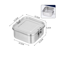 Boîte à lunch carrée de 750 ml, boîte à goûter en métal, récipient de stockage alimentaire en acier inoxydable avec boucle
