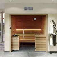 Triunity SUANA-SD Poêle de sauna électrique tout-en-un à infrarouge lointain 9KW pour extérieur, moderne, à vapeur sèche, pour 2 personnes, en bois de pruche, anti-UV, pour salle de sport
