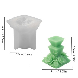 Molde de yeso Tangchu geométrico multicapa con relieve floral para velas, helados, difusores de conejo, molde de doble bola para pasteles, decoración del hogar - Product Image 5