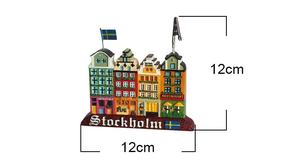 Venta al por mayor 3D ciudad sueca edificio forma nevera Imanes personalizados resina artesanía viaje recuerdo regalos vintage decoración del hogar adornos - Product Image 5