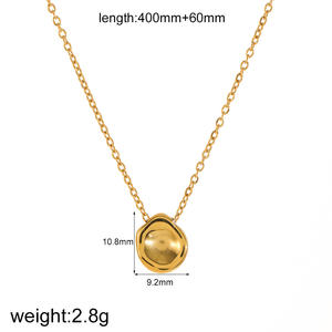 European American Minimalist <b>Titanium</b> Steel Necklace Women Irregular Oval Pendant 18K Gold Plated Bezel Setting Clavicle <b>Chain</b> - Product Image 5