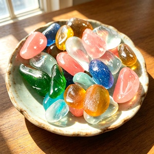 Fournisseur direct <span class=keywords><strong>d</strong></span>'usine, marque Shengping, galets de verre de plage colorés translucides sablés, artisanat de <span class=keywords><strong>vacances</strong></span>, ornement de bureau - Product Image 1