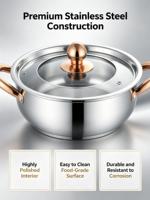 Juego de 12 piezas de lujo de utensilios de cocina de acero inoxidable con mango color oro rosa, que incluye olla, cacerola, sartén y tapas de vidrio, apto para inducción.