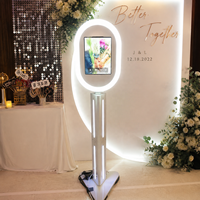 Kiosque photo portable pour iPad pour la location de mariages, support métallique avec anneau lumineux LED