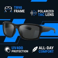Lunettes de soleil polarisées pour la pêche pour hommes - Monture TR90, protection UV, design en deux parties